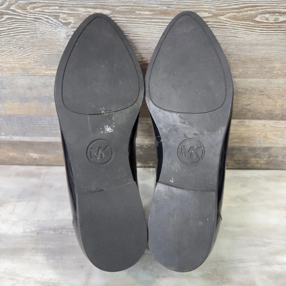 MICHAEL KORS Connor Womens Size 8 Navy Blue Patent Leather Penny Loafers